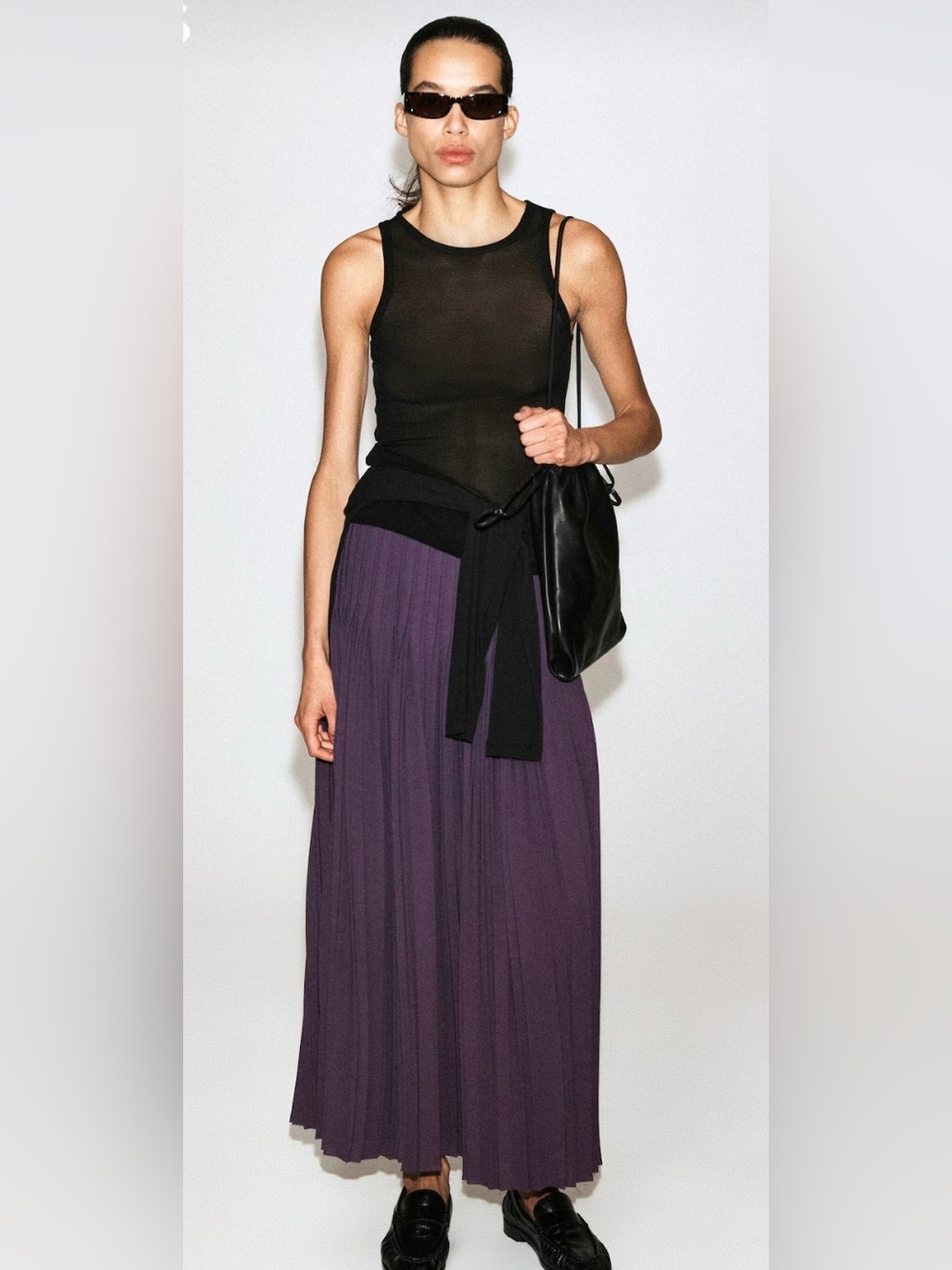 Missoni Pleated Maxi Skirt in Purple with Neon Yellow Waistband